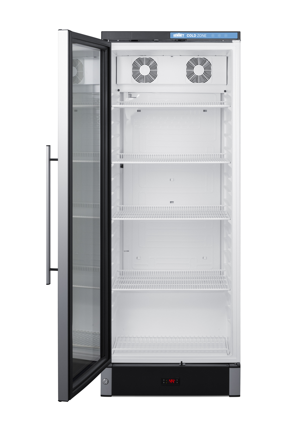 Commercial glass door beverage center with lock